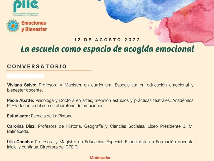 Transmisión en vivo por el canal oficial de YouTube del PIIE del Conversatorio “La escuela como espacio de acogida emocional”